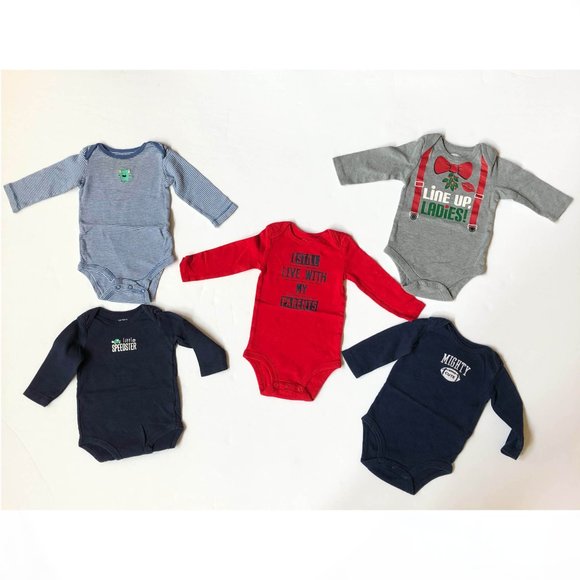 5 asstorted long sleeve onesies 3-6m - Picture 1 of 8